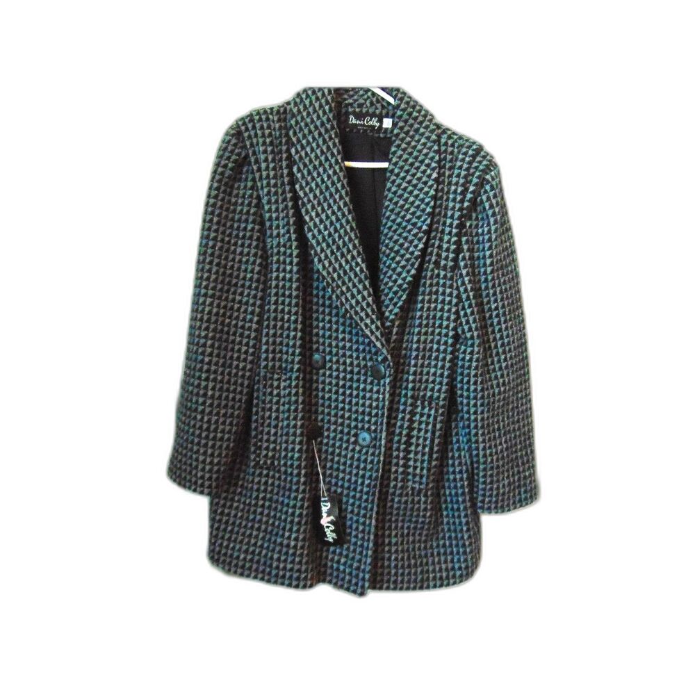 Vtg NWT Coat by Dani Colby Made in USA Double Breasted w/ shoulder pads Size 16